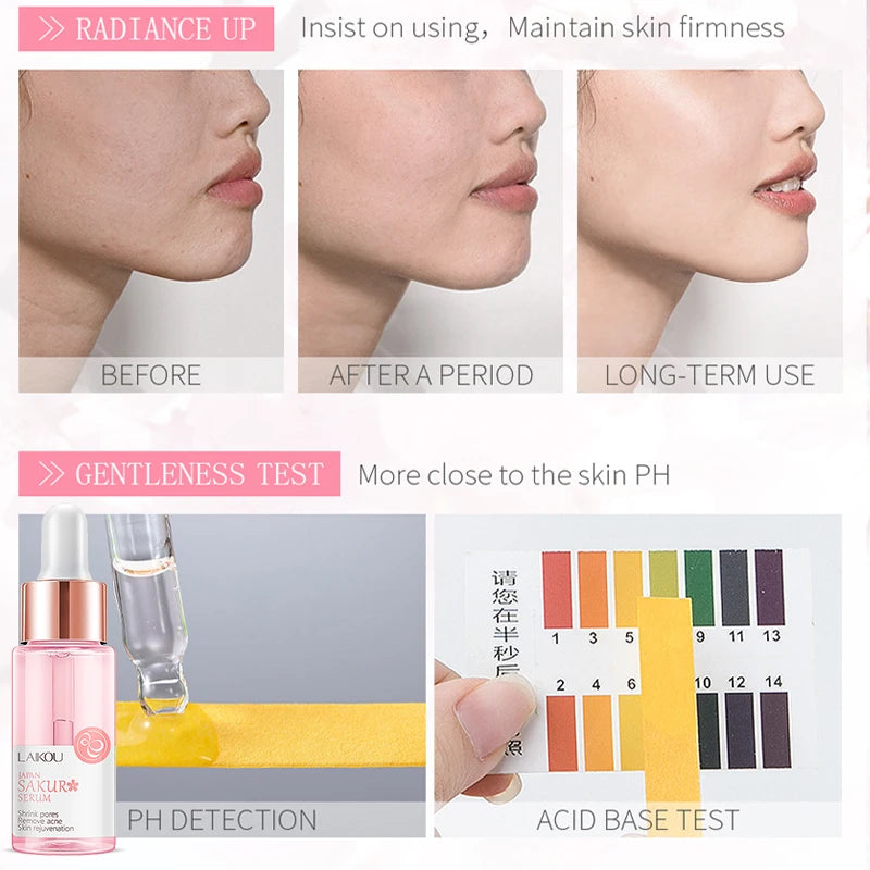 LAIKOU 17ML Japan Sakura Serum Vitamin C Nourish Essense Oil Control 24K Gold Serum Rose Blueberry Skin Care Smoothing Facecare