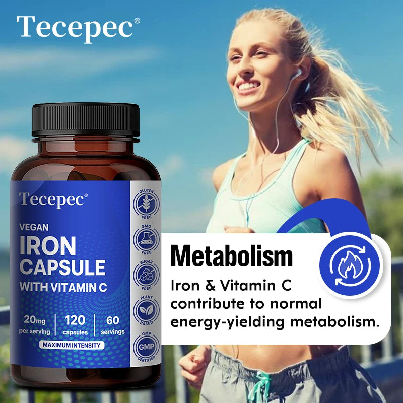 Gentle Iron 65mg with Bioactive Vitamin C – Non-Constipating Chelate for Red Blood Cell Formation, Oxygen Transport & Cellular Energy