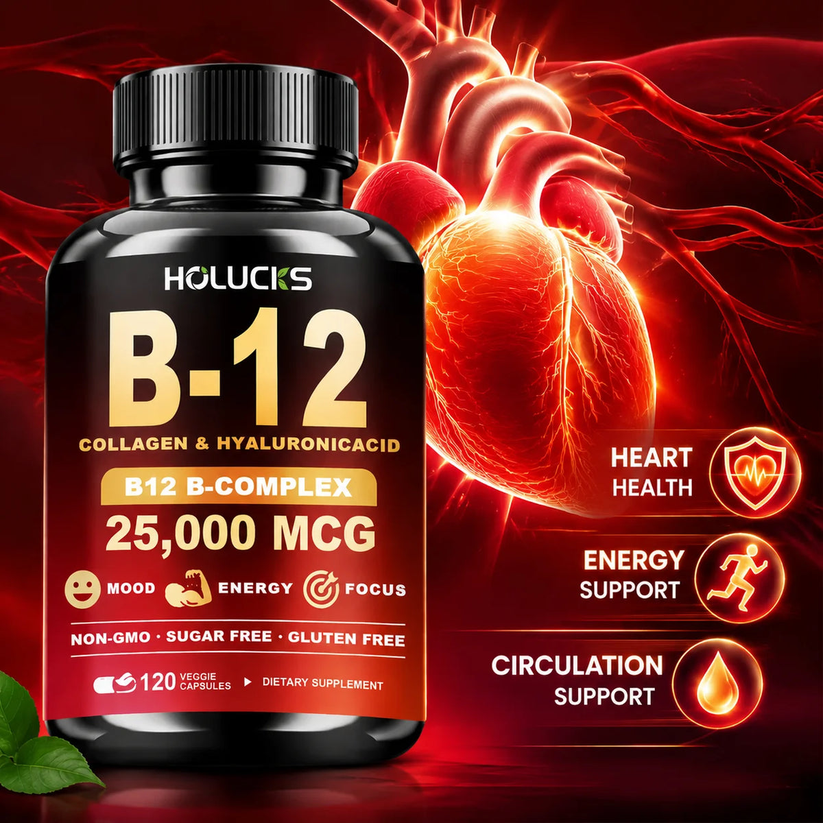 High Potency B12 Supplement, with Hydrolyzed Keratin & MSM, for Nervous System Health, Fatigue Relief, Immune, Focus, Vitality