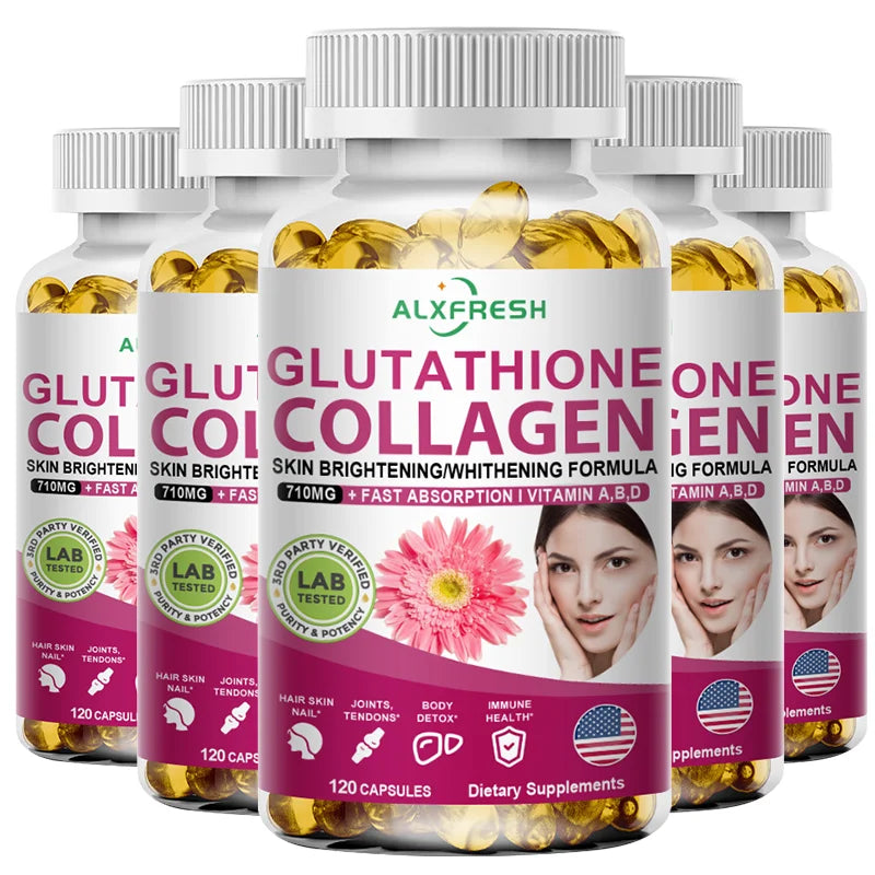 Multi Collagen & Glutathione Biotin Supplement for Skin , Hair, Bone Health Support with Vitamin A D B6 B12 Capsules