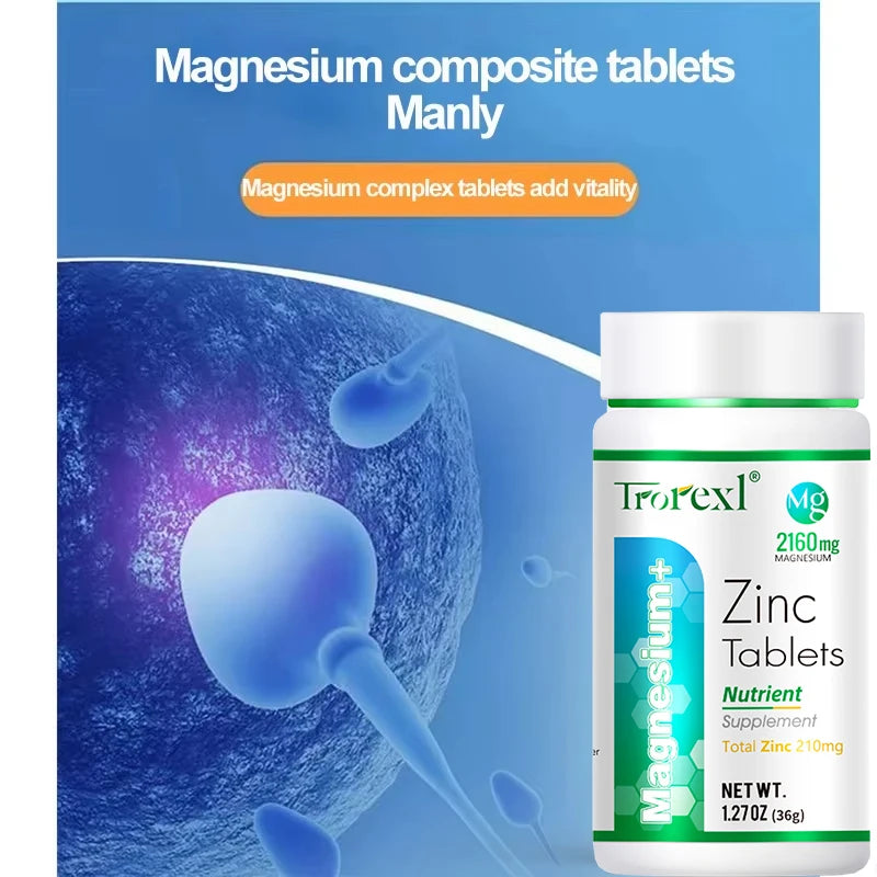 Magnesium and Zinc Tablets (High Absorption) – Muscle Cramp Relief, Daily Energy & Immune Defense (60 Count)