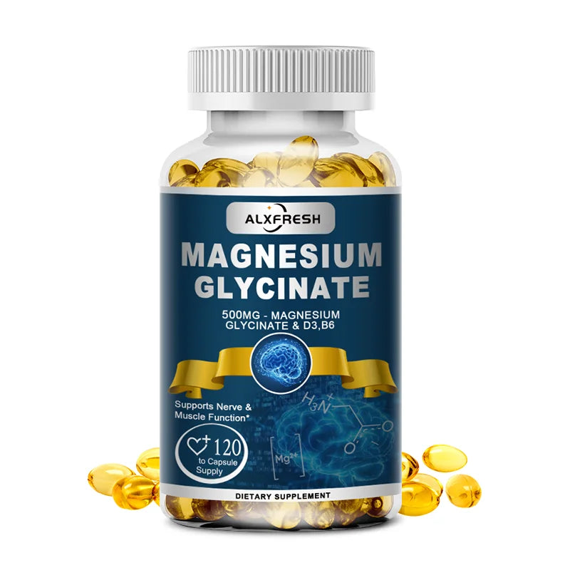 Ultra Pure Magnesium Glycinate 500mg with Zinc, Vitamin D3 & B6 – Muscle Relaxation, Nervous System Support, Deep Sleep & Fatigue Relief