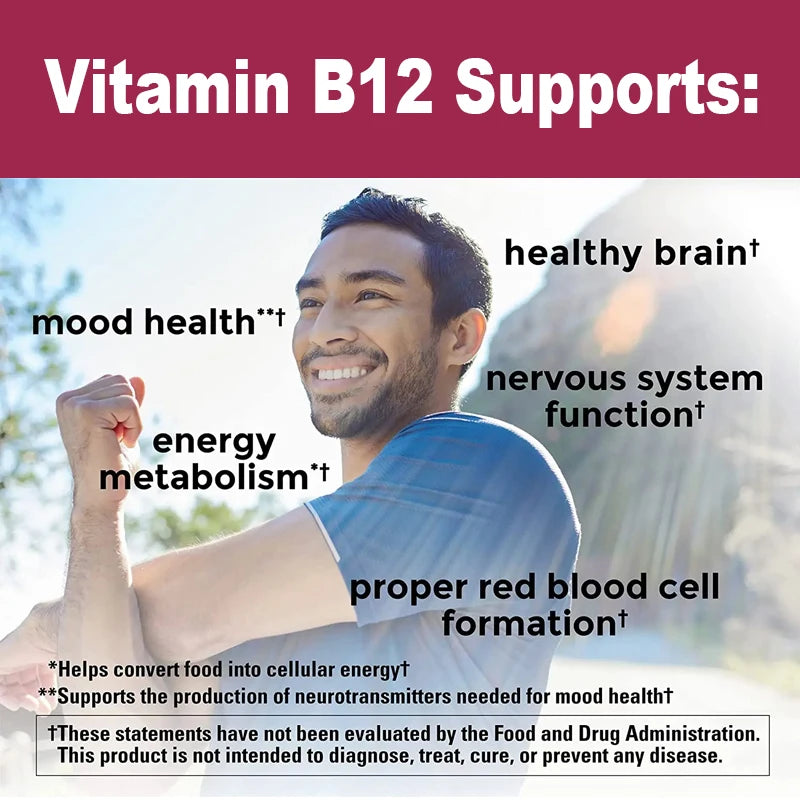 High Potency B12 Supplement, with Hydrolyzed Keratin & MSM, for Nervous System Health, Fatigue Relief, Immune, Focus, Vitality