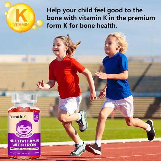 Kids Multivitamin Softgels with Iron, Zinc & Biotin, Daily Nutritional Supplement for Kids’ Growth, Immune & Brain Support