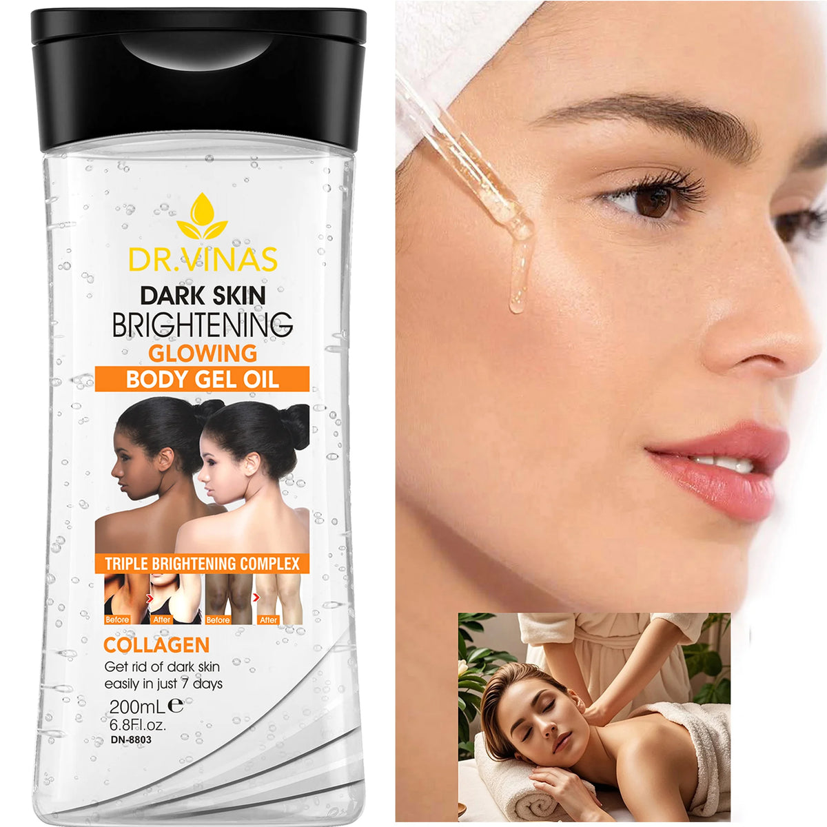 200ml WHITENING GLOWING BODY GEL OIL Body Essential Oil Skin Care Oil Moisturizing and Hydrating Care Suitable for All Seasons