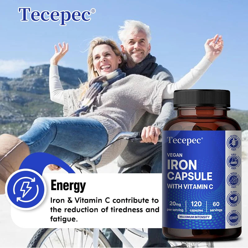 Gentle Iron 65mg with Bioactive Vitamin C – Non-Constipating Chelate for Red Blood Cell Formation, Oxygen Transport & Cellular Energy