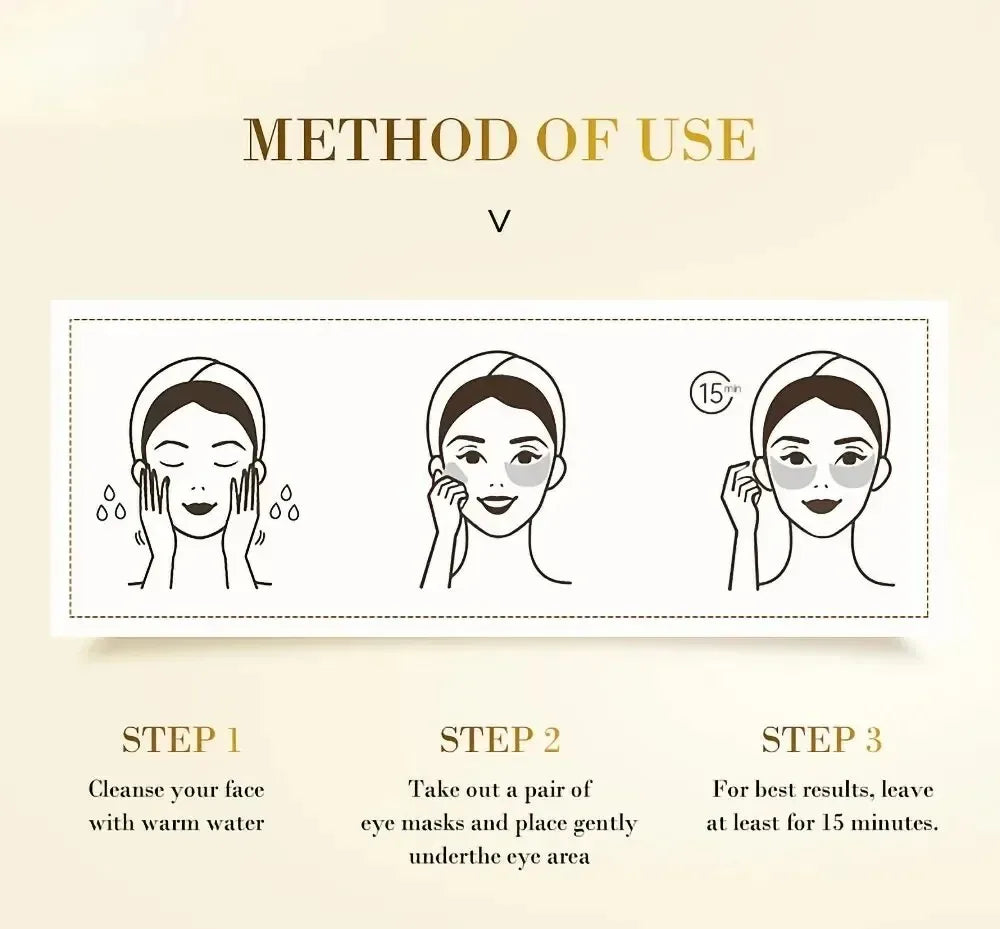 60pcs Golden Moisturizing Eye Mask Relieve Eye Fatigue | Premium Care