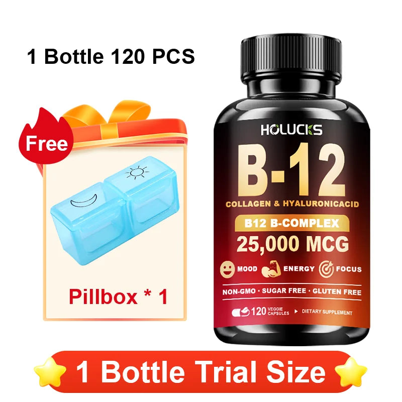 High Potency B12 Supplement, with Hydrolyzed Keratin & MSM, for Nervous System Health, Fatigue Relief, Immune, Focus, Vitality