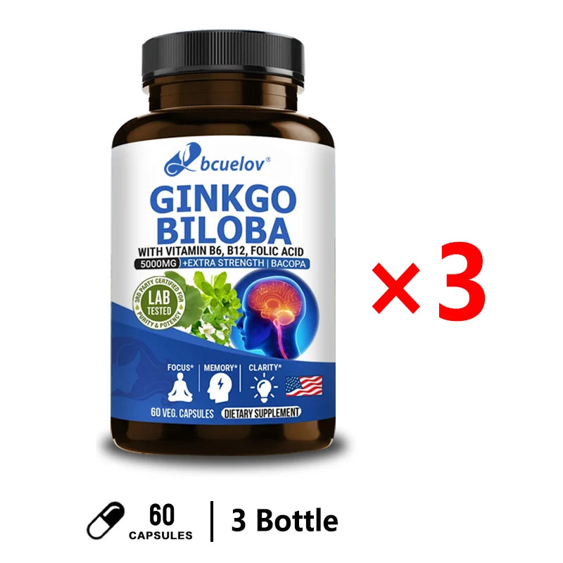 Advanced Nootropic Brain Booster Supplement Improves Memory,Enhances Focus,Boosts Nerve Energy & IQ Health Vitamins B12, B6