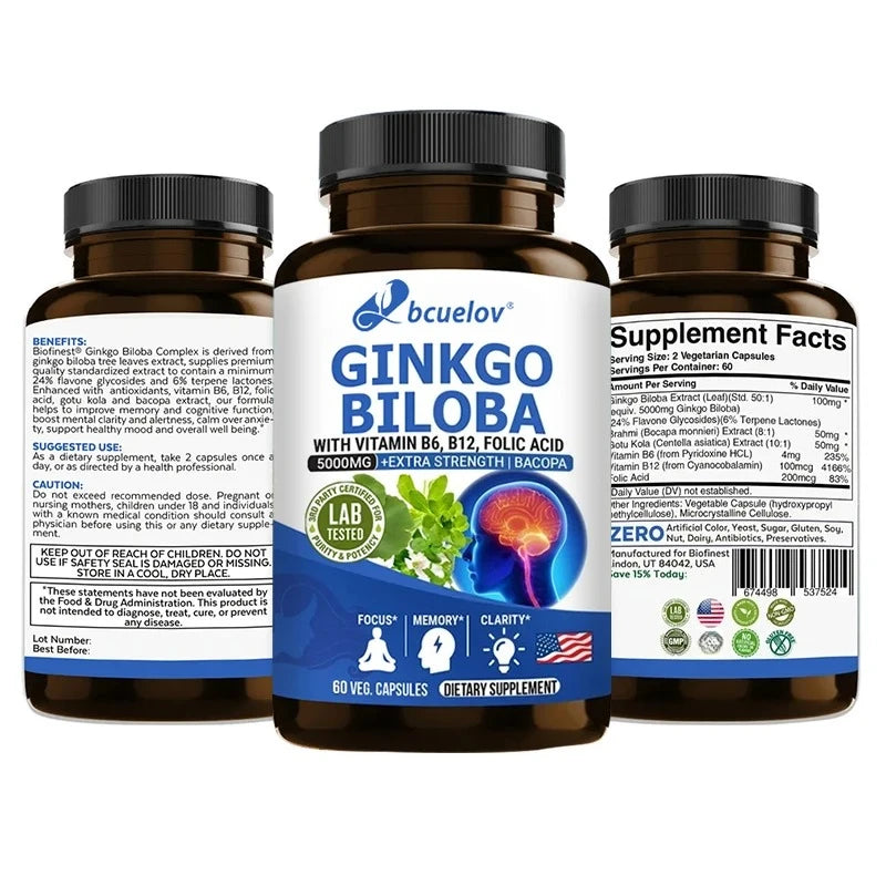 Advanced Nootropic Brain Booster Supplement Improves Memory,Enhances Focus,Boosts Nerve Energy & IQ Health Vitamins B12, B6