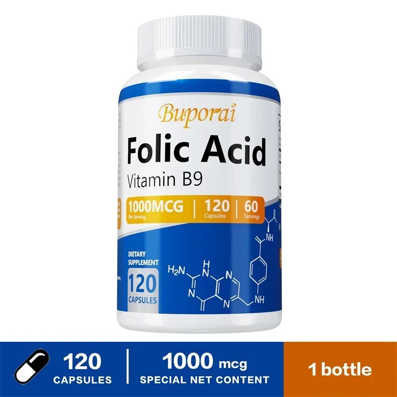 Folic Acid Capsules – Cardiovascular Care, Nerve Function & Complete Prenatal Health Support