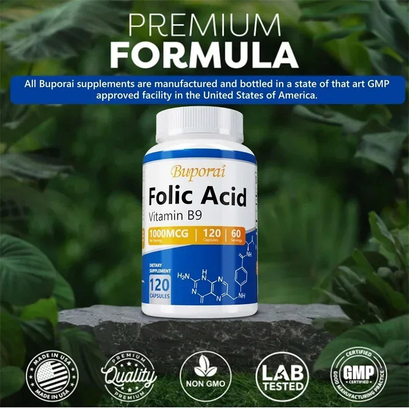 BioActive Folic Acid (L-Methylfolate 5-MTHF 1,000mcg) – Prenatal Health, DNA Synthesis, Red Blood Cell Formation & Homocysteine Balance