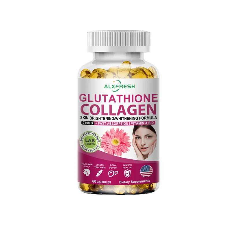 Multi Collagen & Glutathione Biotin Supplement for Skin , Hair, Bone Health Support with Vitamin A D B6 B12 Capsules