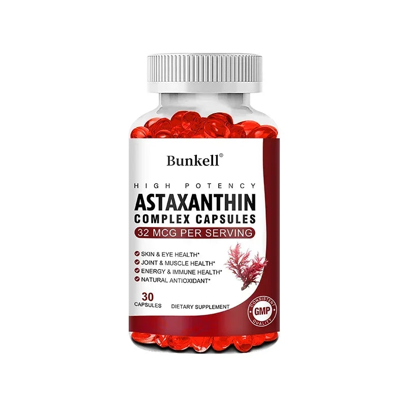 Astaxanthin 32 Mcg Supplement with EPA, DHA, Krill Oil, Supports Healthy Vision, Gut Health and Circulation, Strong Antioxidant