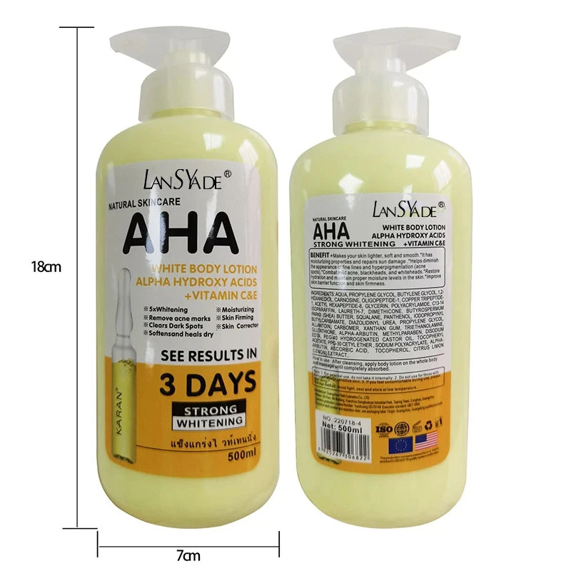 500ml Whitening Body Cream Aha Hydroxy Acids Vitamin | Premium Care