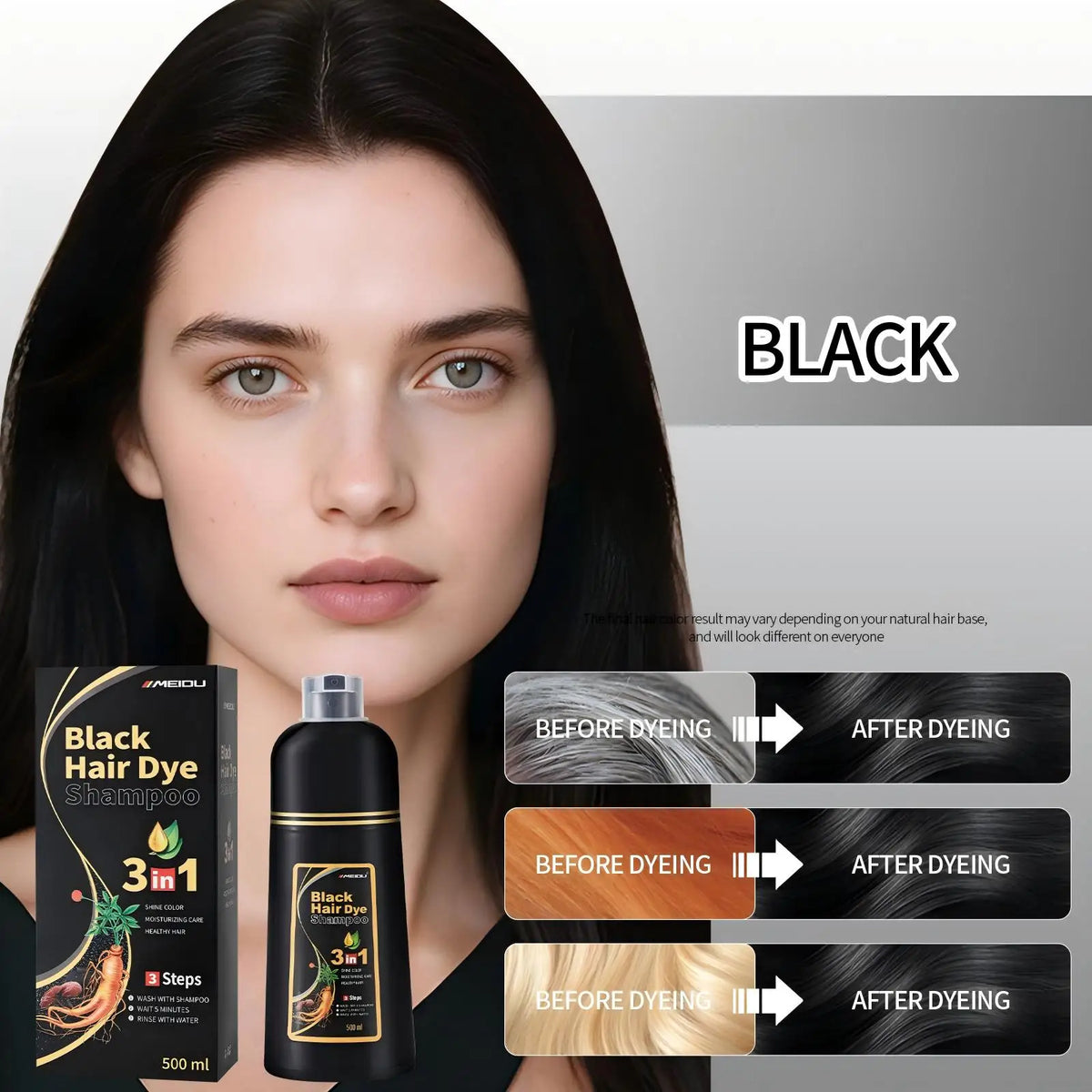 Meidu 3in1 Hair Dye Shampoo Easy To Use | Premium Care