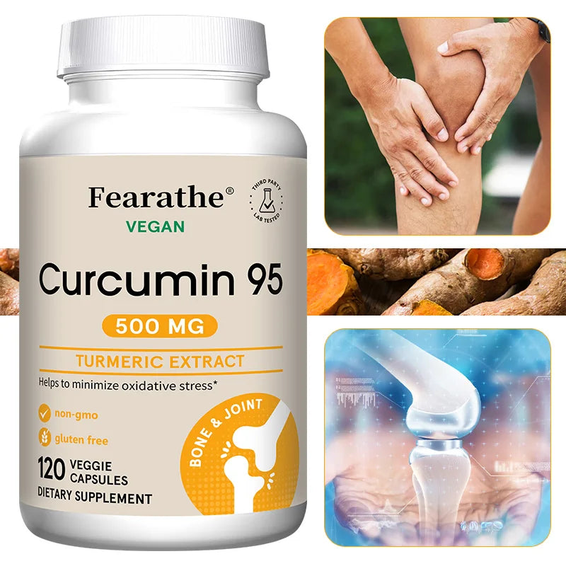 Turmeric Curcumin Capsules 95% Standardized Curcuminoids with Black Pepper – Fast Joint Comfort & Flexibility (120 Count)