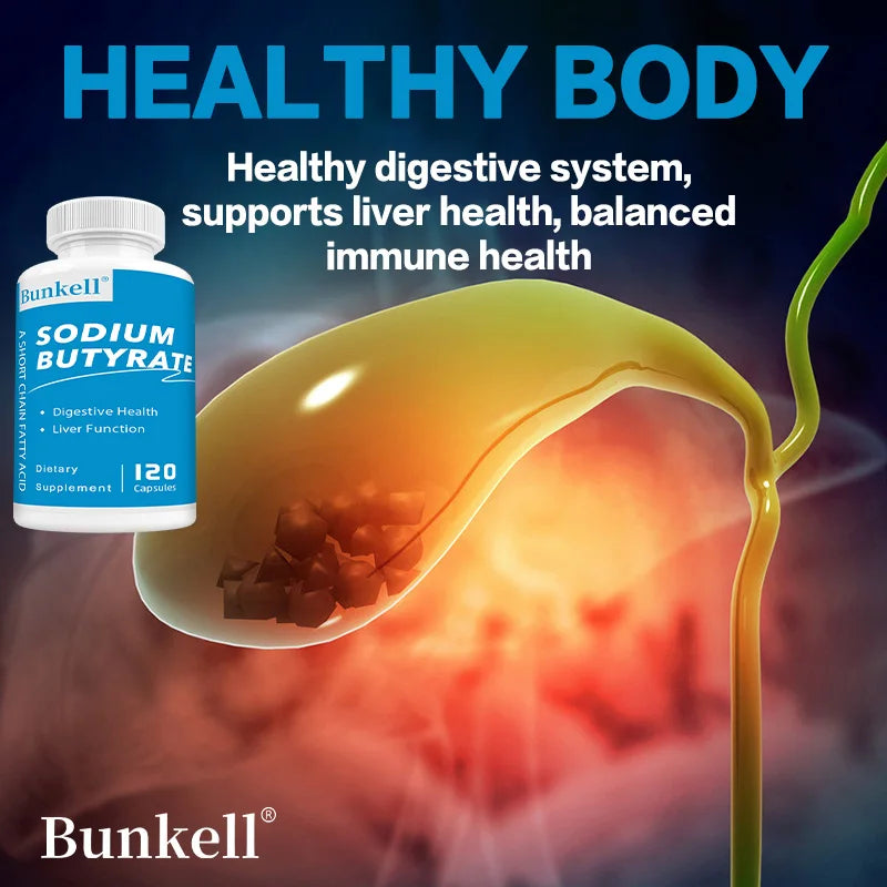 Sodium Butyrate Gut Health Supplement, Postbiotic for Gut, Stomach & Digestive, Gut Wellness, 120 Vegan Capsules