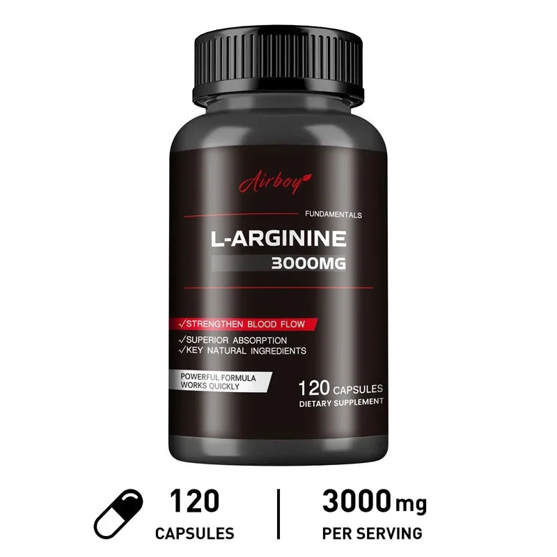 L-Arginine Athletic Strength & Circulation Capsules – Muscle Power, Blood Flow & All-Day Energy