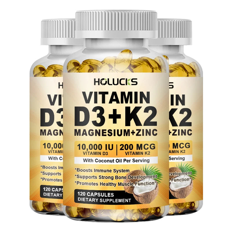 4-in-1 Vitamin Supplement, with D3 K2 MK7 & Coconut Oil, Improve Mood, Immunity & Whole body Vitality
