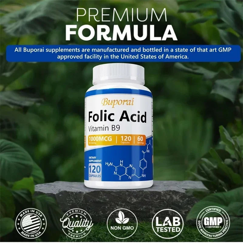 Folic Acid Capsules – Cardiovascular Care, Nerve Function & Complete Prenatal Health Support