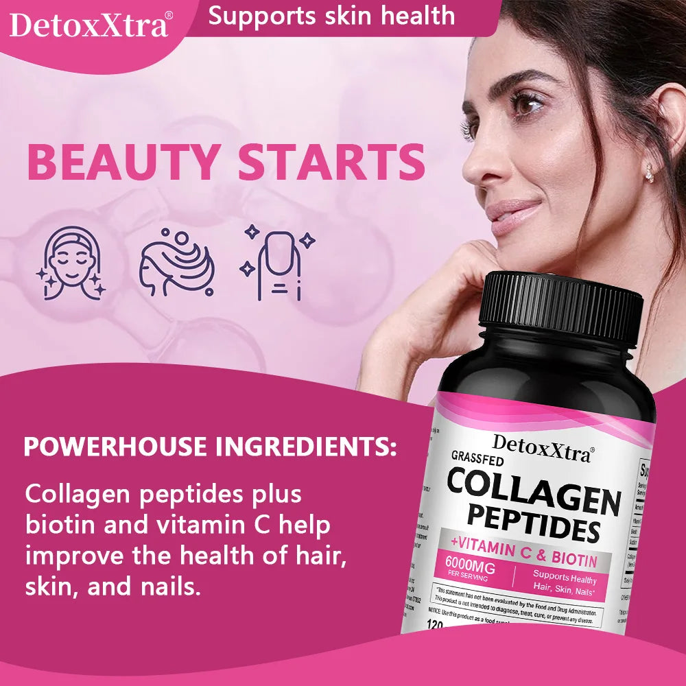 Collagen Supplement with Vitamin C & Biotin – Supports Hair, Skin, Nails, Joints, Bone & Anti-Aging, Skin Whitening Antioxidants