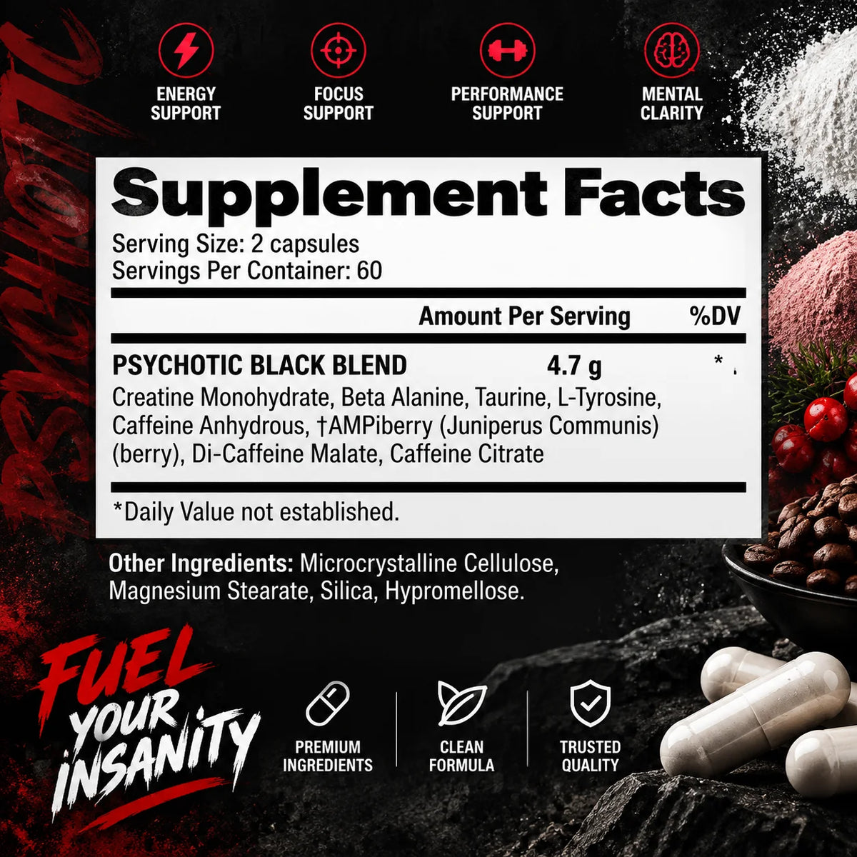 Psychotic High-Intensity Pre-Workout Matrix – Extreme Athletic Energy, Hyper-Focus, Muscle Power & Cognitive Mental Clarity
