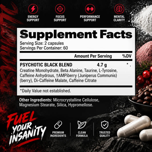 Psychotic High-Intensity Pre-Workout Matrix – Extreme Athletic Energy, Hyper-Focus, Muscle Power & Cognitive Mental Clarity