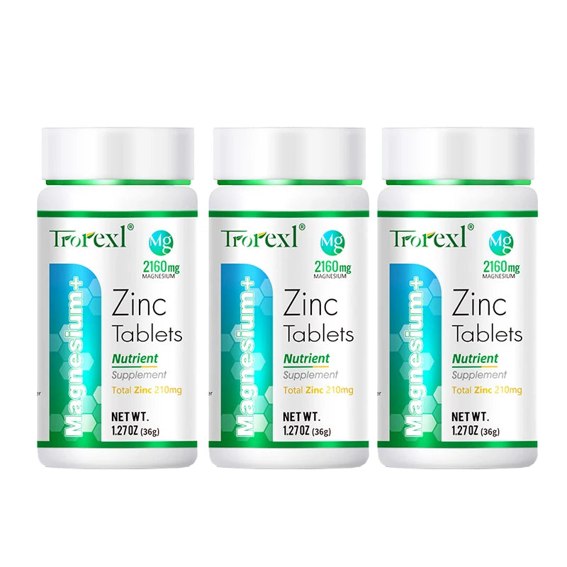Magnesium and Zinc Tablets (High Absorption) – Muscle Cramp Relief, Daily Energy & Immune Defense (60 Count)