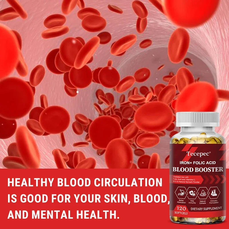 Iron + Folic Acid Blood Tonic - Replenish Iron Content, No Side Effects Iron Supplement- with Vitamin C, Vitamin B12, Folic Acid