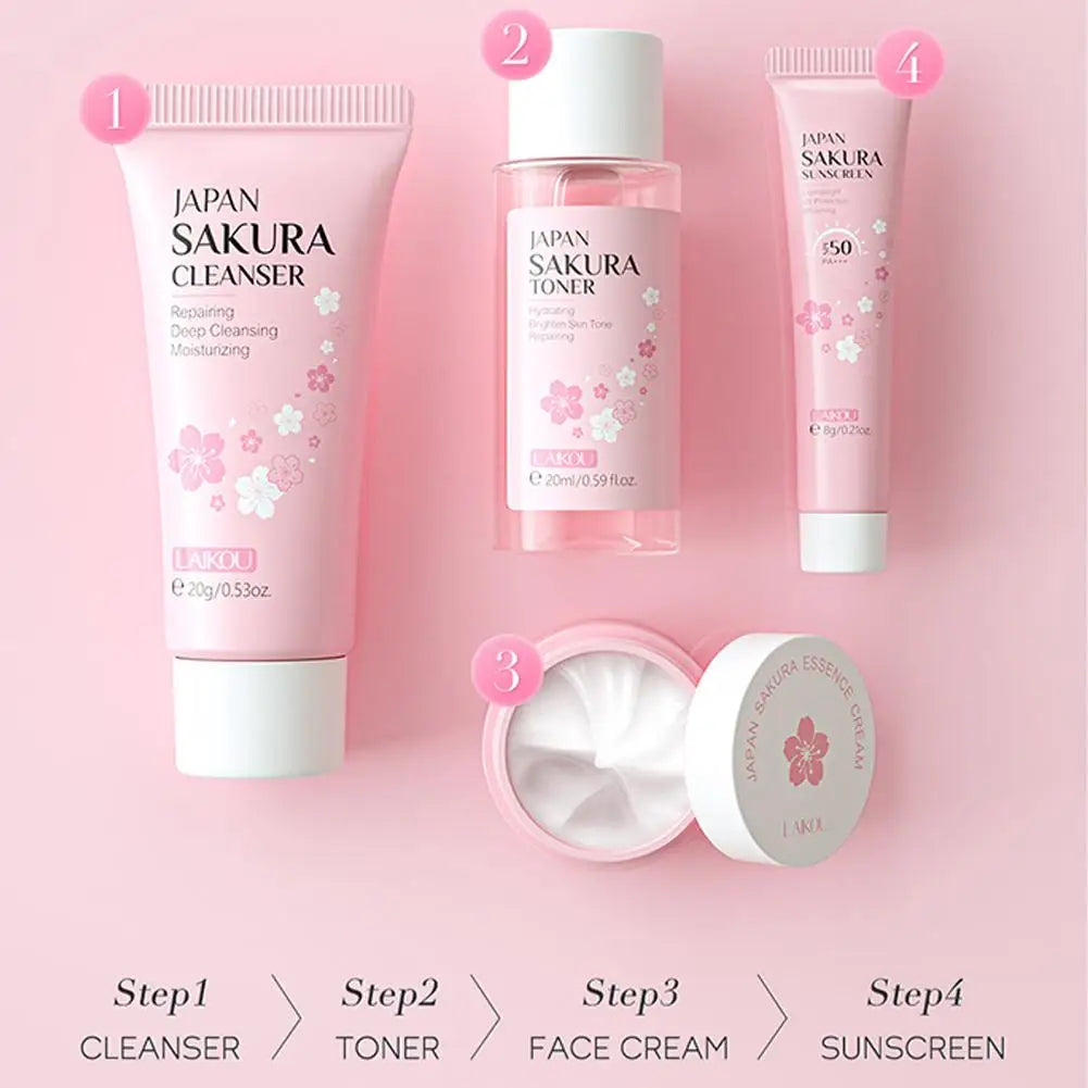 Sakura Skin Care Sets Kits With Cleanser Serum | Premium Care