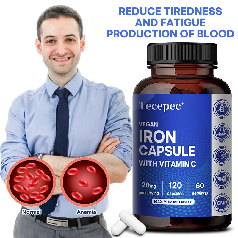 Gentle Iron 65mg with Bioactive Vitamin C – Non-Constipating Chelate for Red Blood Cell Formation, Oxygen Transport & Cellular Energy