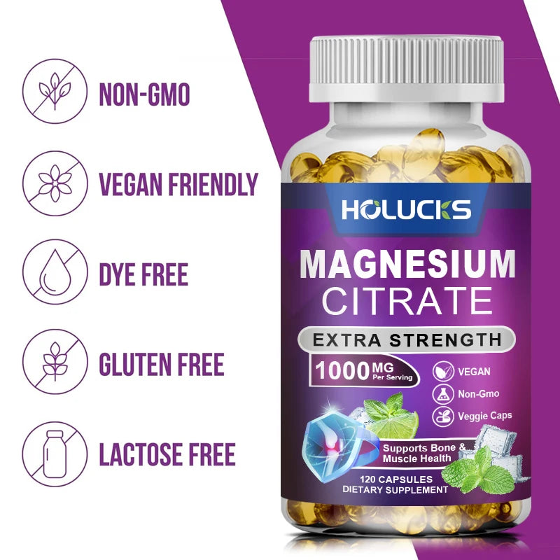 Buy 2 Get 2 Free! High Potency Magnesium Citrate Supplement - for Muscle, Nerve, Bone and Heart Health Support, Gluten-Free