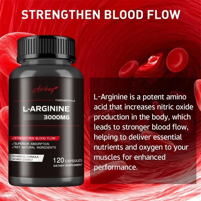 Pure L-Arginine Nitric Oxide Booster – Muscle Pumps, Circulation, Strength & Energy