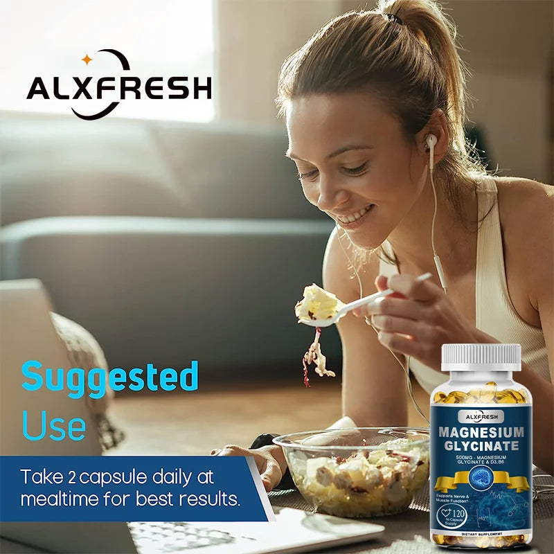 Ultra Pure Magnesium Glycinate 500mg with Zinc, Vitamin D3 & B6 – Muscle Relaxation, Nervous System Support, Deep Sleep & Fatigue Relief