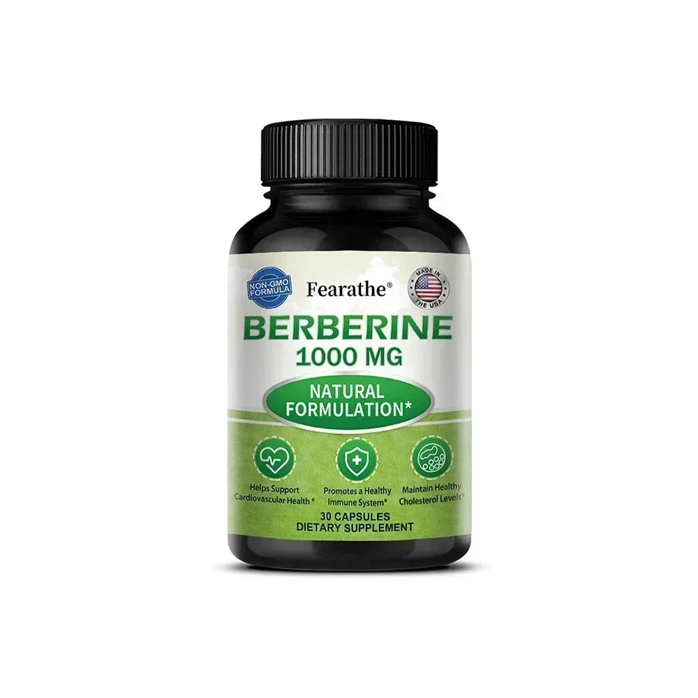 Berberine Supplement 1000 mg - Supports Heart Health, Immune System, GI Health, Cholesterol - Gluten Free, Dairy Free