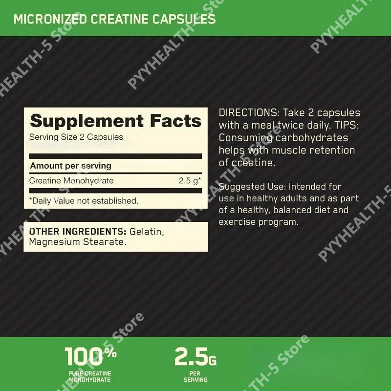 Pure Micronized Creatine Monohydrate (60 Veggie Capsules) – Muscle Strength, Power Output, Pre/Post-Workout Recovery (Non-GMO & Gluten-Free)
