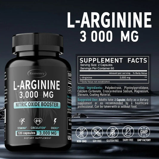 Extra Strength L-Arginine 3000mg – Maximum Nitric Oxide Booster for Vascularity, Muscle Growth & Endurance