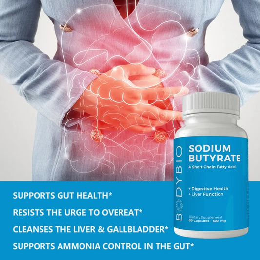 Sodium Butyrate Supplement Capsules for Digestion Health Supportloat, Gas & Constipation Relief, 120 Capsules