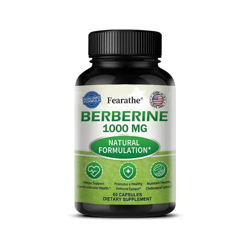 Berberine Supplement 1000 mg - Supports Heart Health, Immune System, GI Health, Cholesterol - Gluten Free, Dairy Free