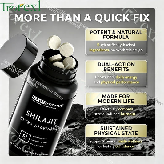 Purified Shilajit Vitality & Endurance Capsules (with Ashwagandha & Tribulus)