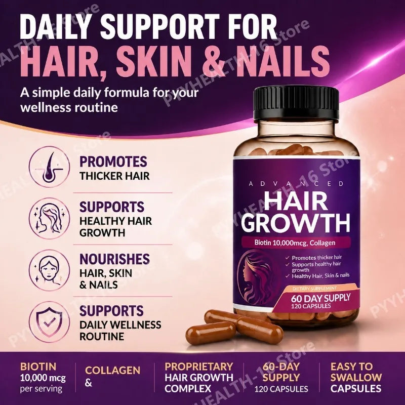 Hair Skin Nails Wellness Capsules Biotin 10000mcg Collagen | Premium Care