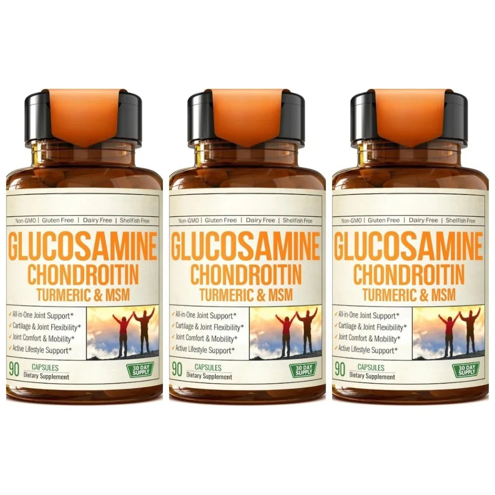 Glucosamine Chondroitin MSM Supplement Capsules with Turmeric Daily Joint Care Support Formula 90 Pieces
