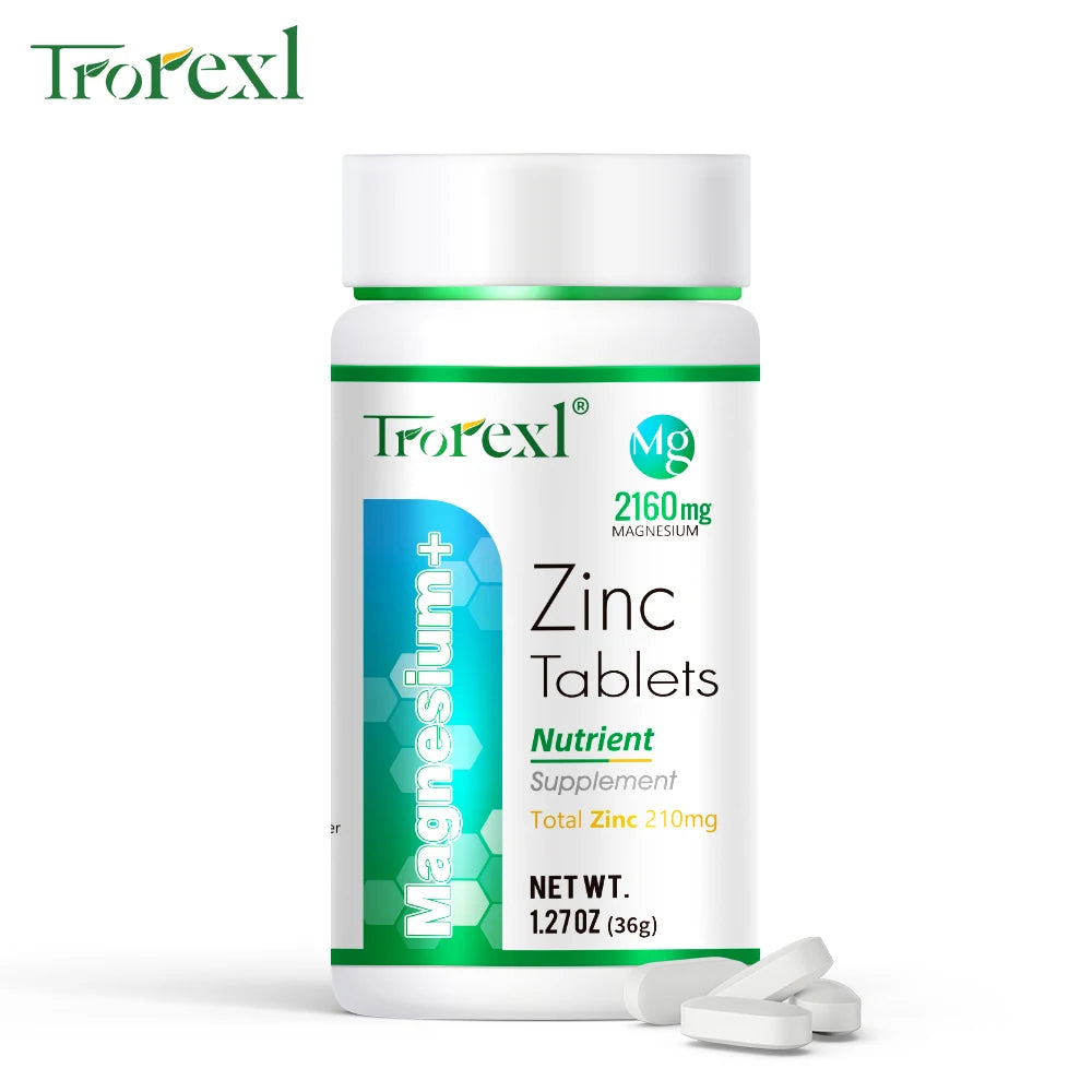 Magnesium and Zinc Tablets (High Absorption) – Muscle Cramp Relief, Daily Energy & Immune Defense (60 Count)