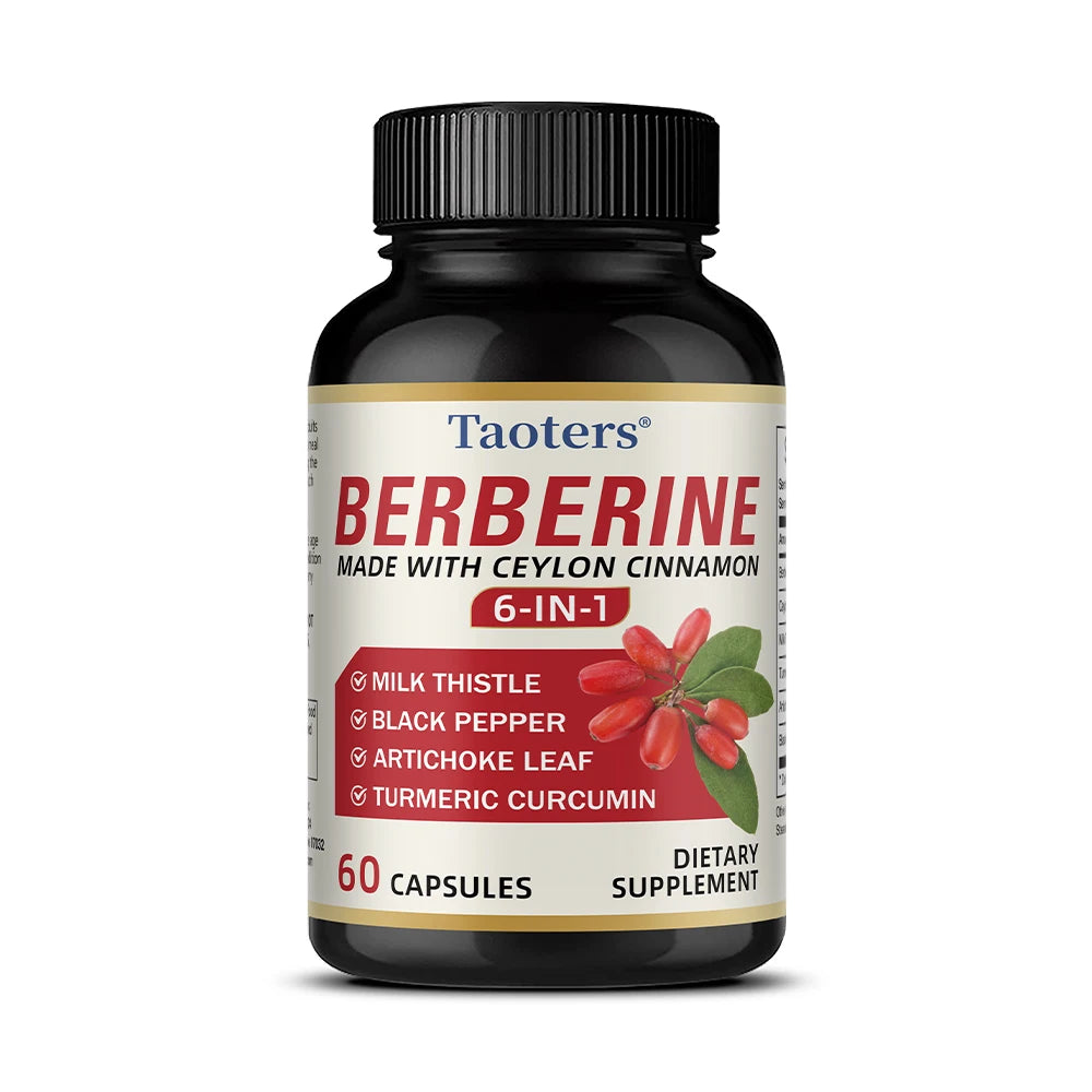 6 in 1 Supplement,Berberine with Ceylon Cinnamon,Turmeric,Milk Thistle,Artichoke,Black Pepper,Support Digestive Liver Health