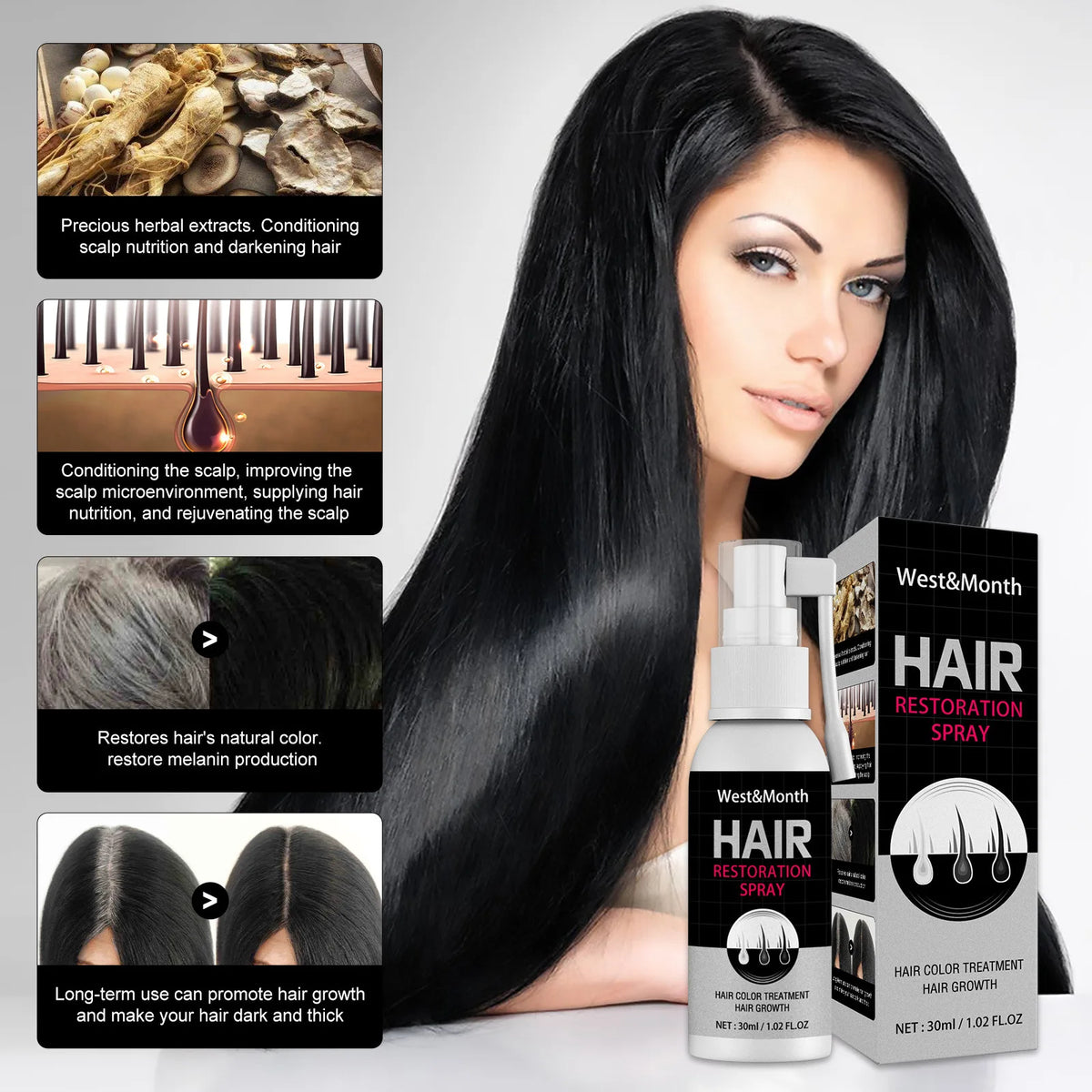 Gray White Hair Treatment Serum Cover White Hair | Premium Care