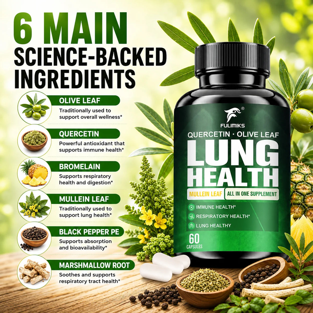 Herbal Lung Cleanse & Respiratory Support Complex – Clear Airways, Bronchial Comfort & Deep Breathing