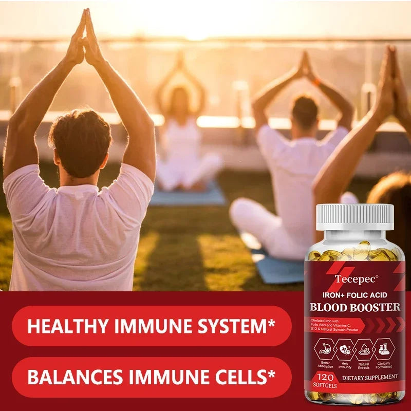 Iron + Folic Acid Blood Tonic - Replenish Iron Content, No Side Effects Iron Supplement- with Vitamin C, Vitamin B12, Folic Acid