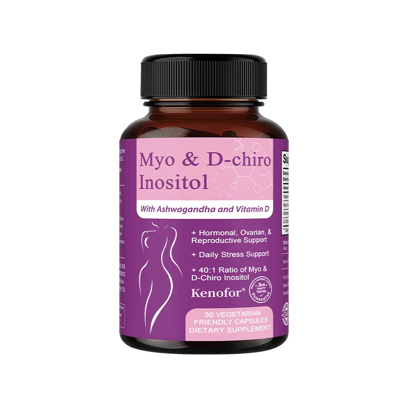 Inositol Supplement with Ashwagandha, Improves Muscle, Ovarian Function, Antioxidant, Blood Sugar Balance, 120 Veggie Capsules
