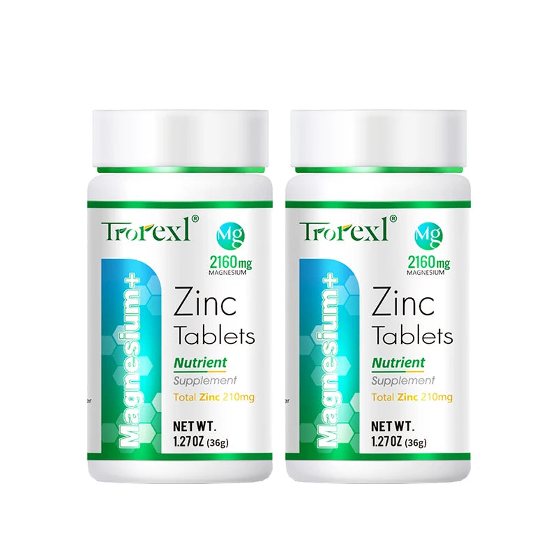 Magnesium and Zinc Tablets (High Absorption) – Muscle Cramp Relief, Daily Energy & Immune Defense (60 Count)